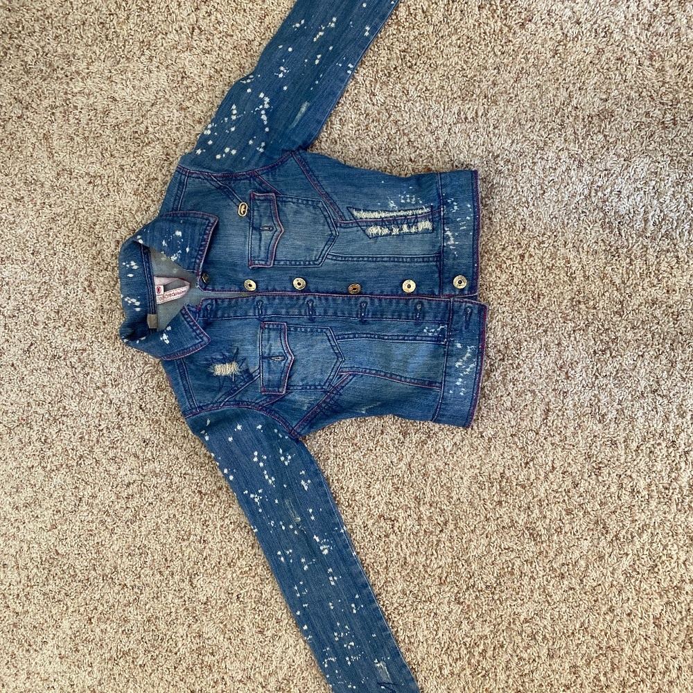 Early 2000s Ecko Red denim fitted distressed jean jacket